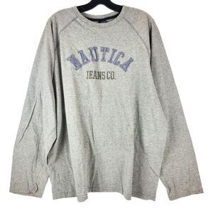 Vintage NAUTICA Shirt Adult XXL Gray Spell Out Casual Outdoor Y2K 90s